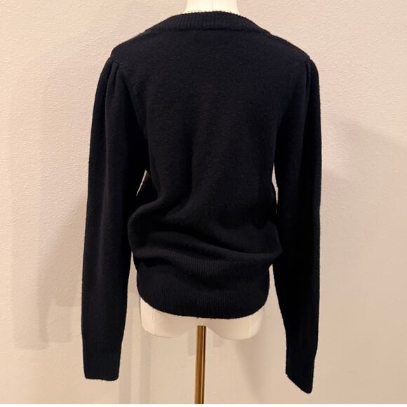 Madewell Wool Blend Black V Neck Sweater Coziest Yarn Soft Knit Women Small Fall - Picture 2 of 7